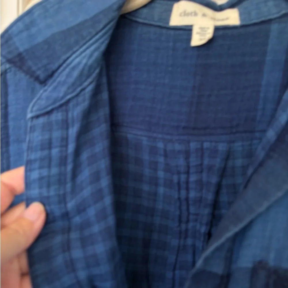 Cloth & Stone Blue Plaid Blouse - Picture 2 of 7